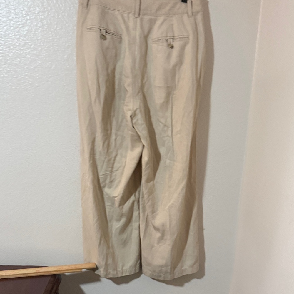 Madewell linen Harlow wide leg linen Lagenlook Beige Pants Sz 10 P - Picture 6 of 13